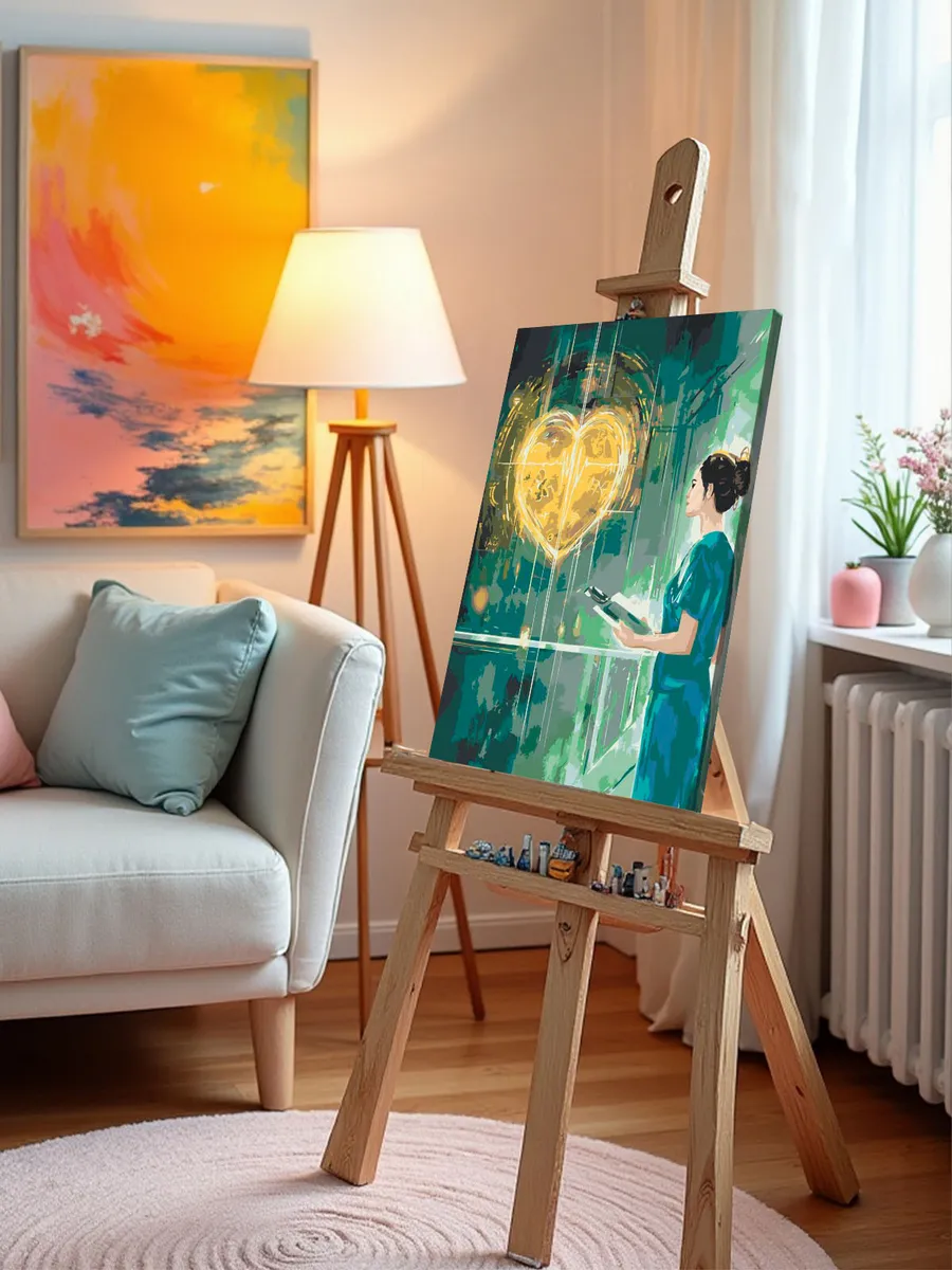 Картина по номерам «Медицина: девушка врач и сердце арт» — картинка 10