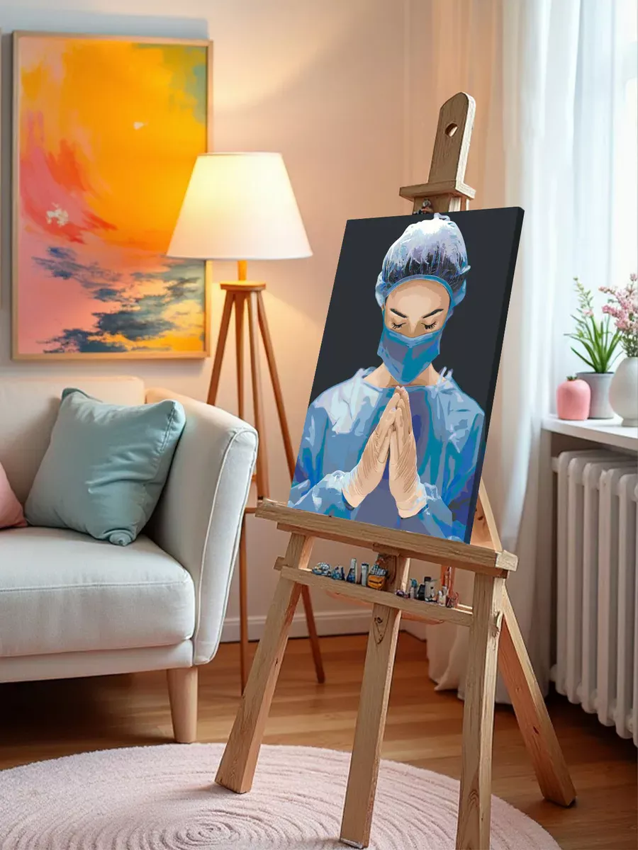 Картина по номерам «Медицина: девушка врач в больнице» — картинка 10