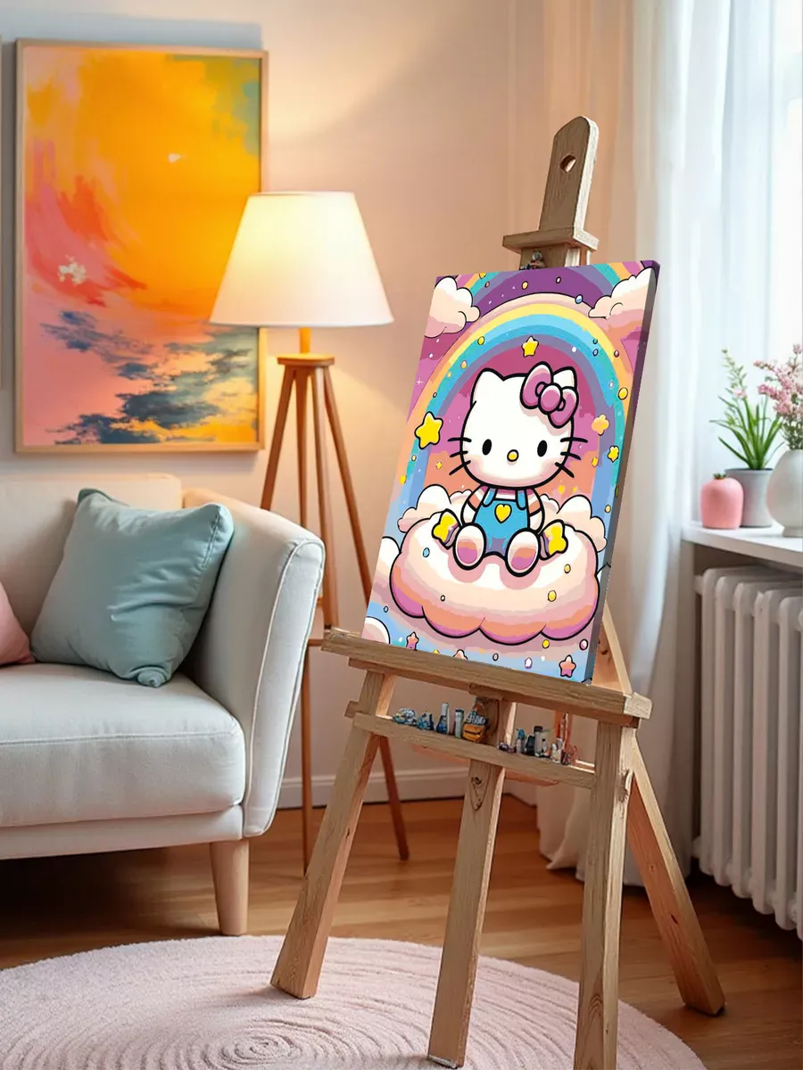 Картина по номерам «Хеллоу Китти Hello Kitty: радуга и звезды» — картинка 9