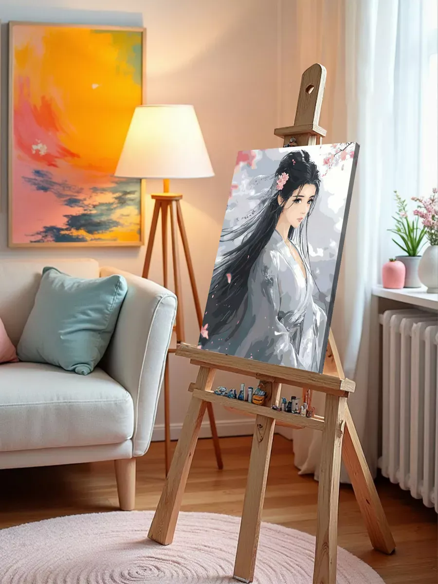 Картина по номерам «Весна: девушка с стиле манга и сакура» — картинка 10