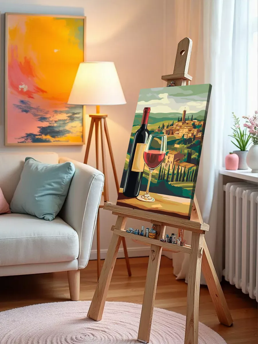 Картина по номерам «Пейзаж: красное вино и город, Италия» — картинка 10