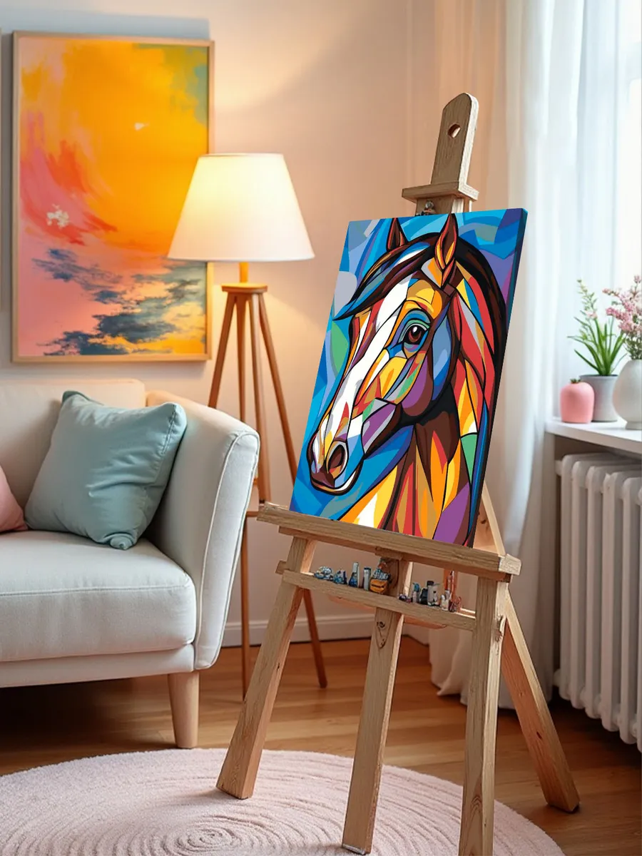 Картина по номерам «Животные: яркий конь в стиле Пикассо» — картинка 10
