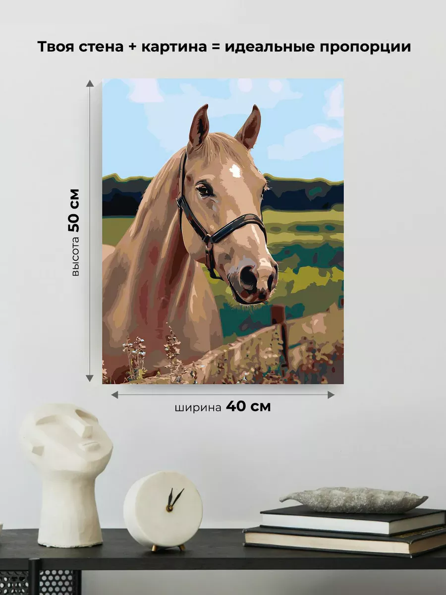 Картина по номерам «Животные: лошадь в деревне, портрет» — картинка 3