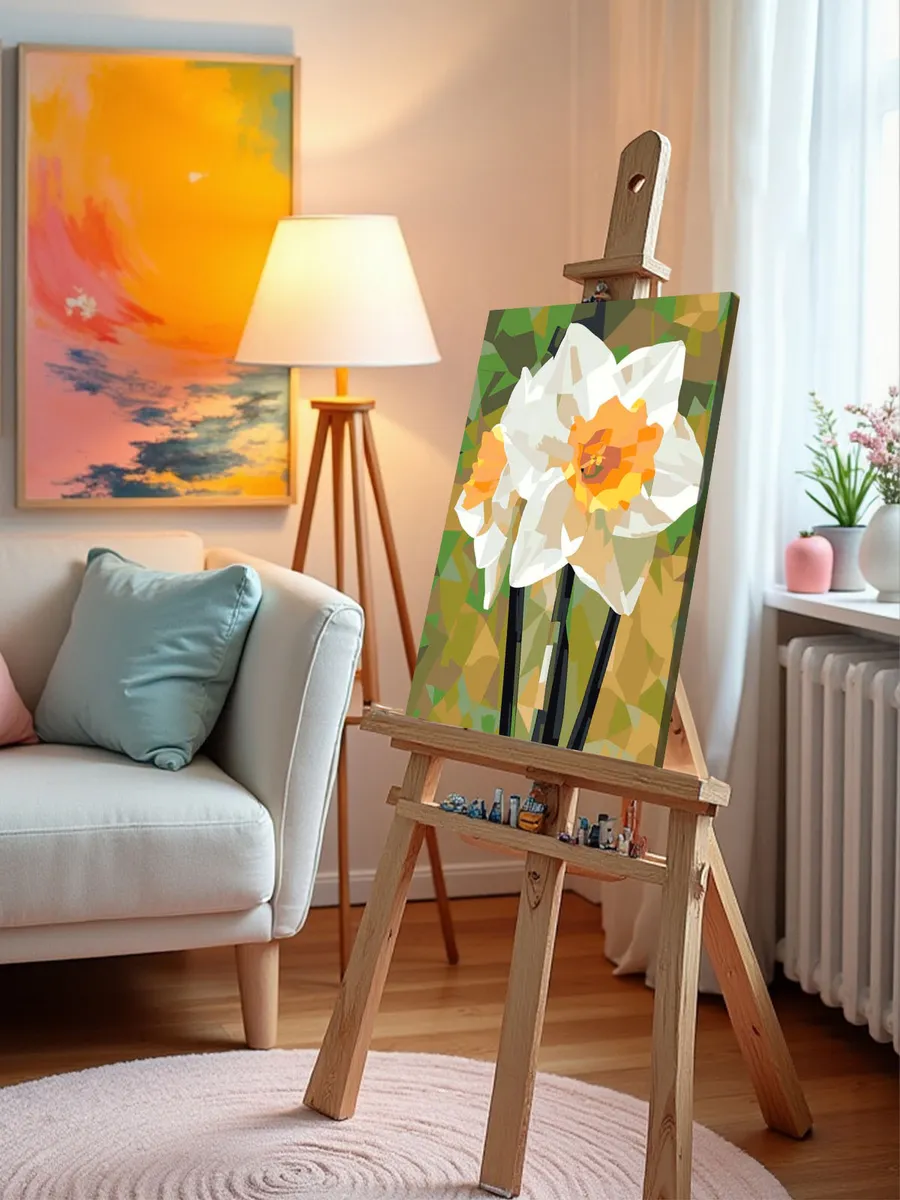 Картина по номерам «Цветы: нежные нарциссы арт, весна» — картинка 10