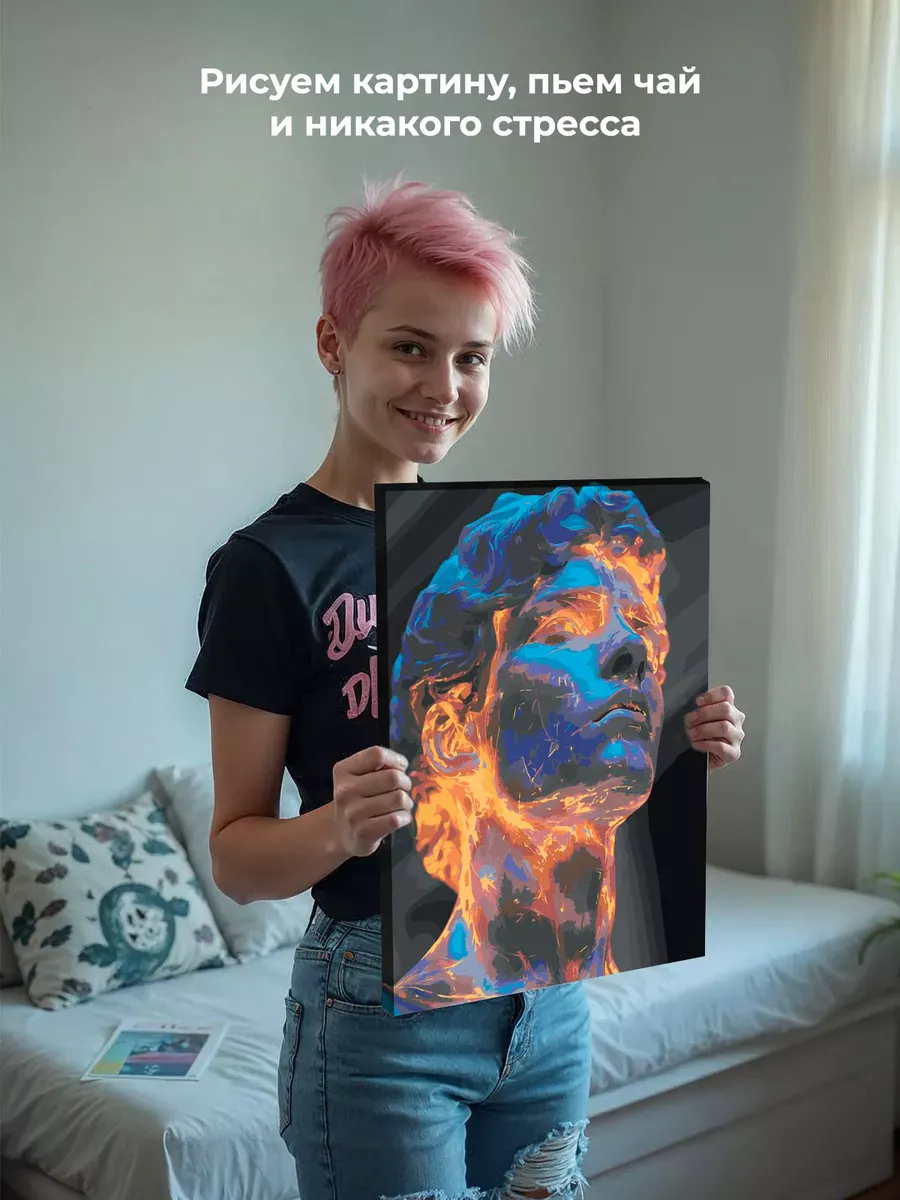 Картина по номерам «Античность: статуя давида арт, киберпанк» — картинка 7