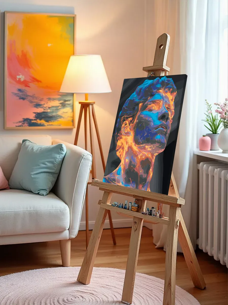 Картина по номерам «Античность: статуя давида арт, киберпанк» — картинка 10