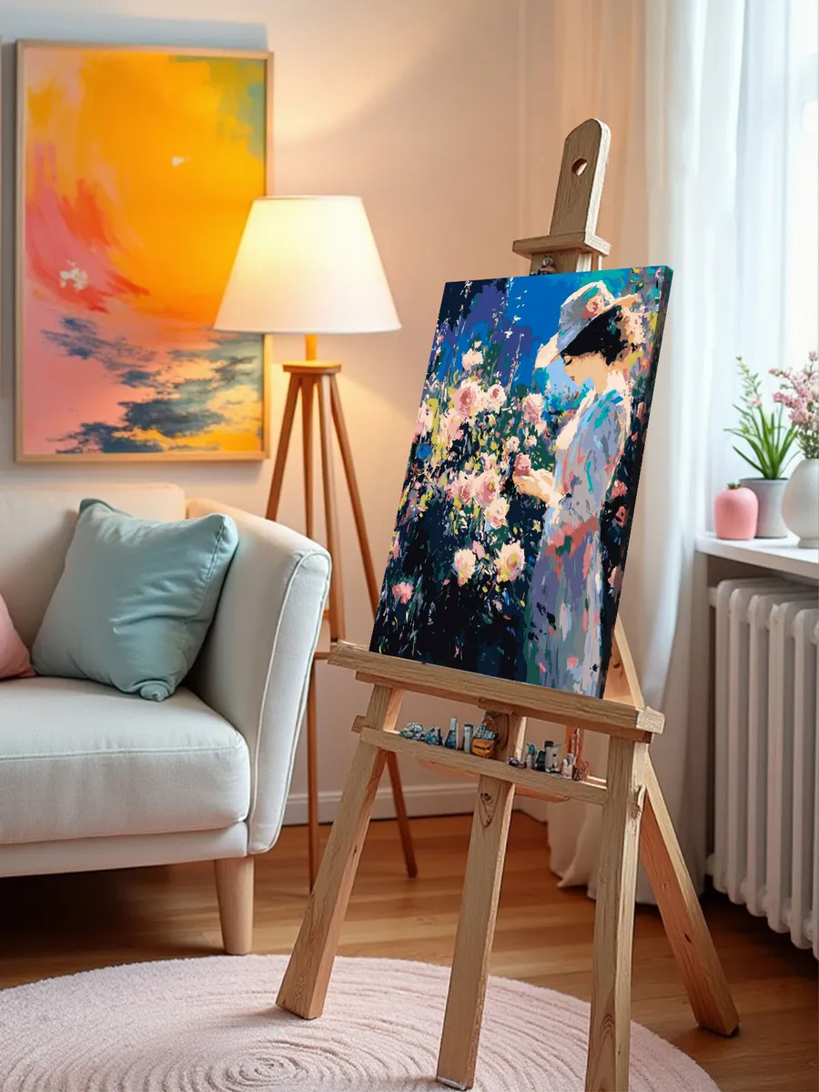 Картина по номерам «Цветы: кустовые розы и девушка, Моне» — картинка 10