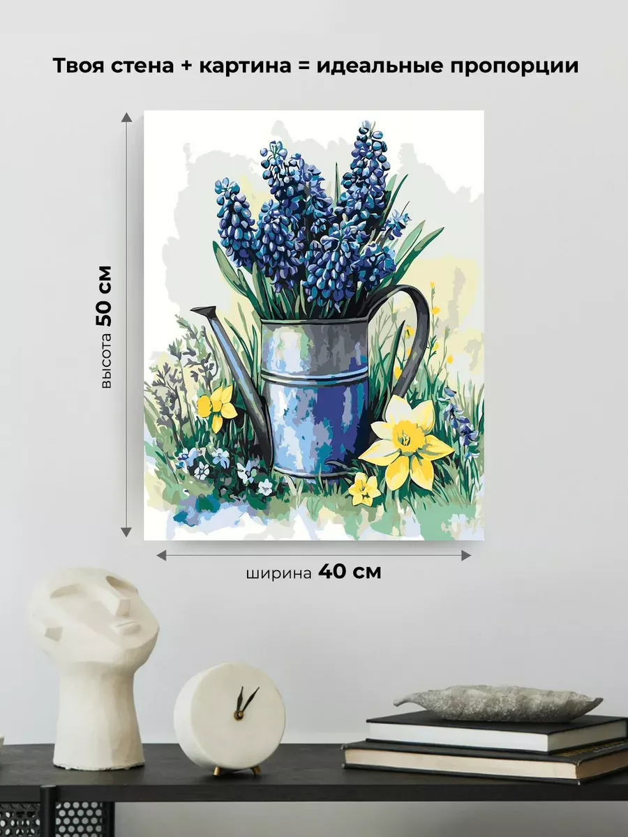 Картина по номерам «Цветы: нарциссы и мускари, весна» — картинка 3