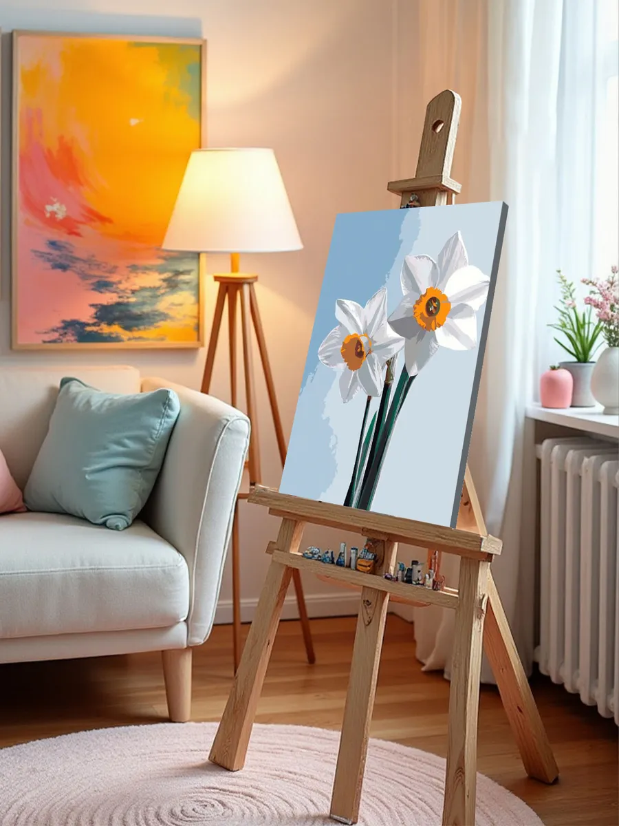 Картина по номерам «Цветы: нежные нарциссы, первоцветы, весна» — картинка 10