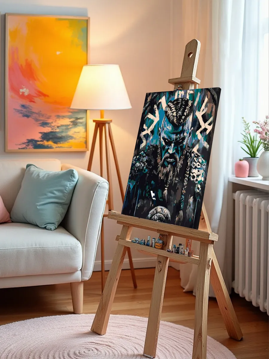 Картина по номерам «Суровый воин-викинг с бородой и тату» — картинка 10