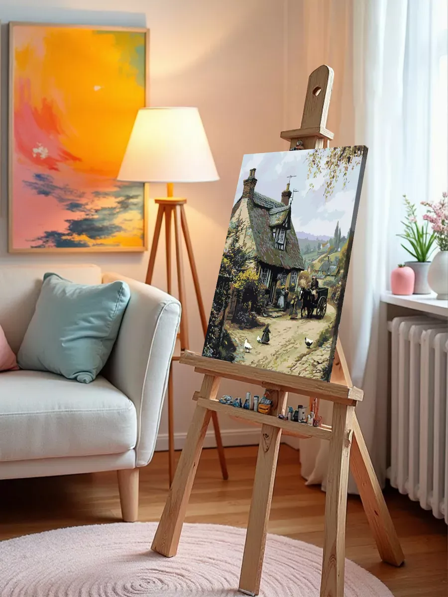 Картина по номерам «Пейзаж: дом в английской деревне, лошадь» — картинка 10