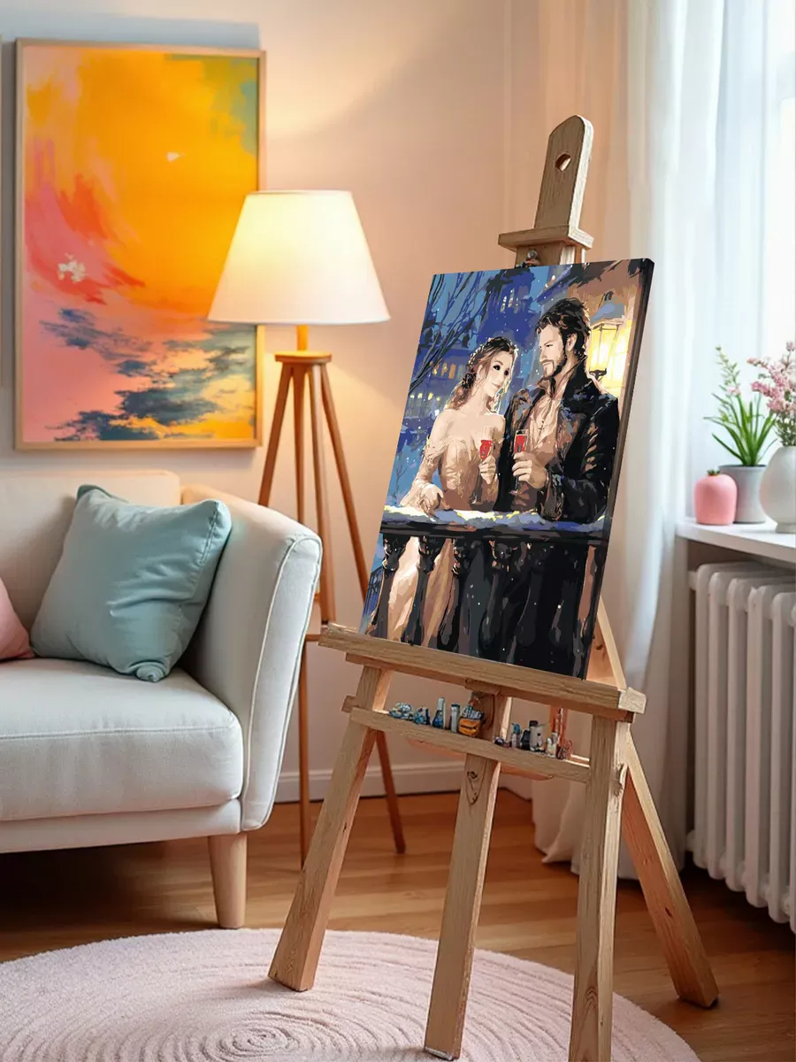 Картина по номерам «Романтика: влюбленные вампиры с вином» — картинка 10