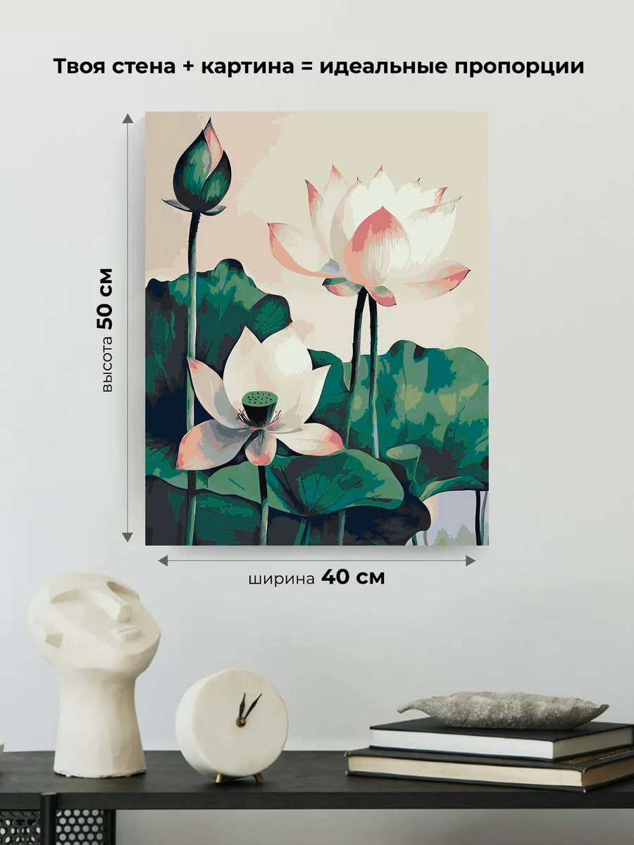 Картина по номерам «Цветы: нежные лотосы, буддизм арт» — картинка 3