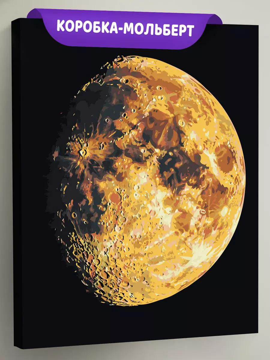 Картина по номерам «Космос: яркая луна, спутник планеты Земля»