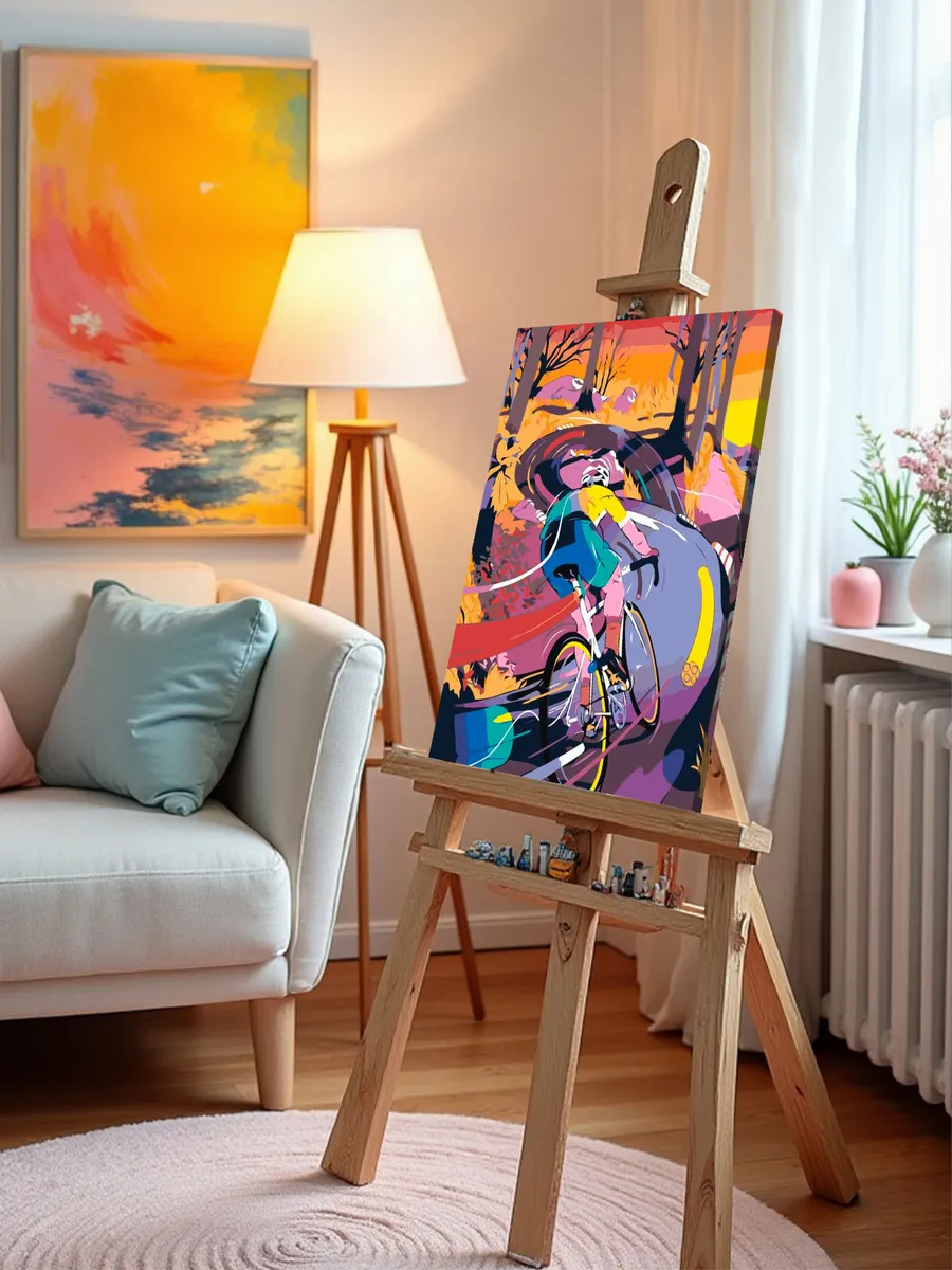 Картина по номерам «Велосипедист спортсмен, психодел арт» — картинка 10