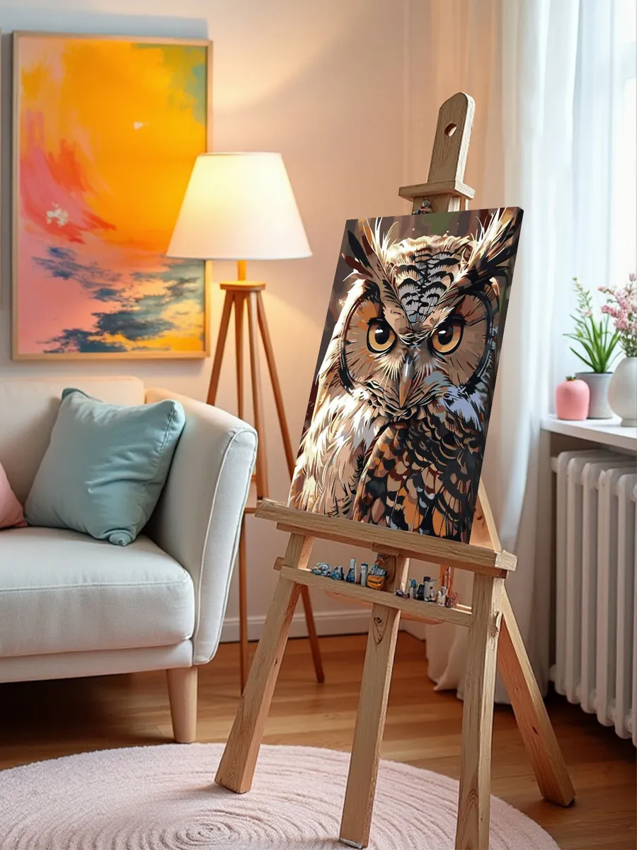 Картина по номерам «Животные: мудрая птица сова, портрет» — картинка 10