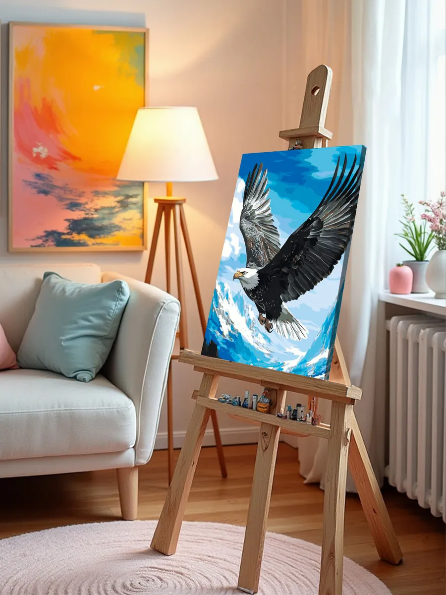 Картина по номерам «Животные: птица белоголовый орел, горы» — картинка 10