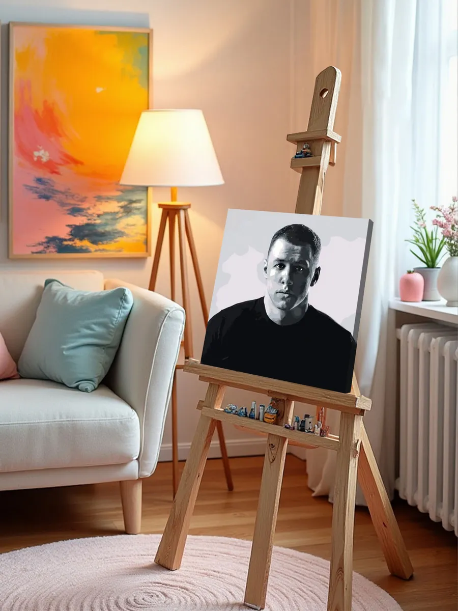 Картина по номерам «Рэпер Макан Macan: альбом I AM, чб» — картинка 10