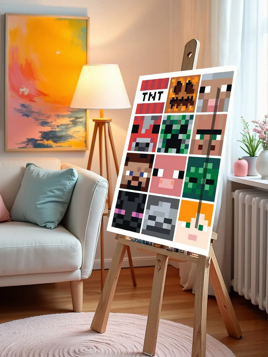 Картина по номерам «Игра Майнкрафт Minecraft: мобы и животные» — картинка 9