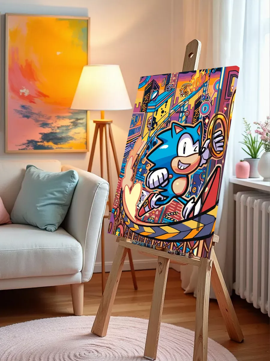 Картина по номерам «Игра Соник Sonic: ёж и кольца в городе» — картинка 9