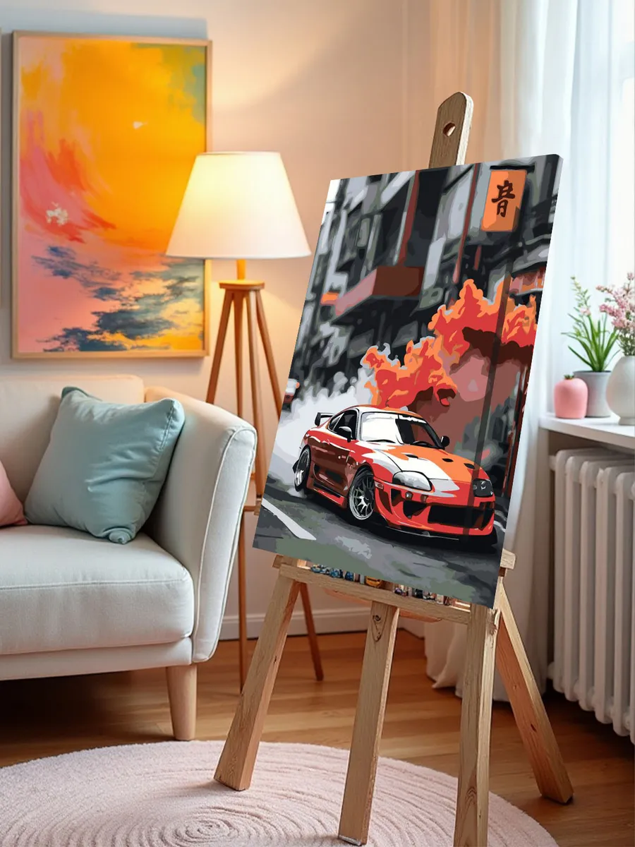 Картина по номерам «Машины: красная Тойота Супра Toyota Supra» — картинка 9