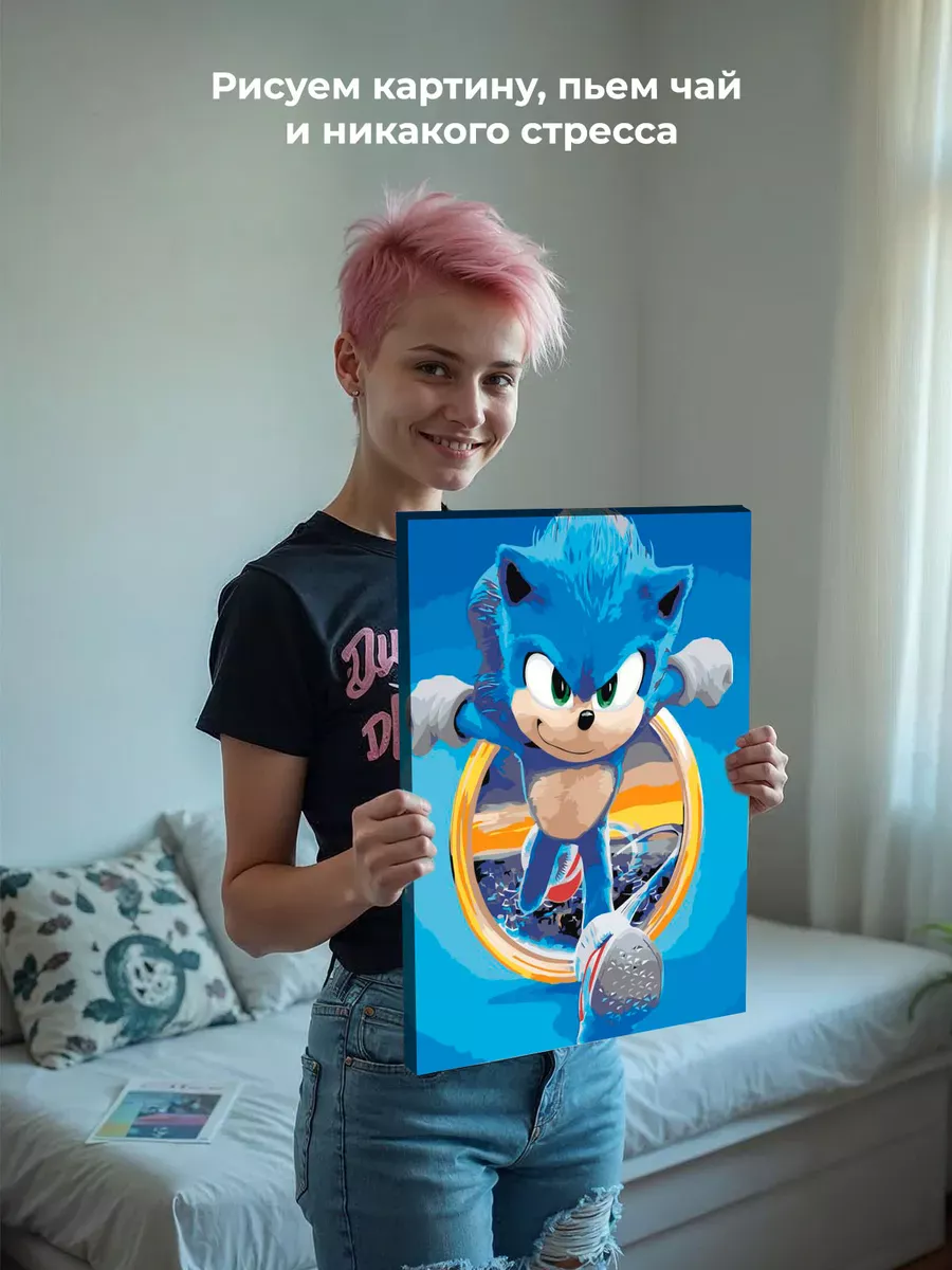 Картина по номерам «Кино Соник Sonic: ёж бежит арт, игра» — картинка 7