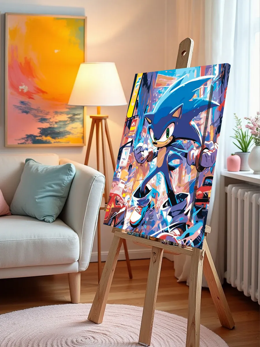 Картина по номерам «Игра Соник Sonic: ёж в городе арт» — картинка 10