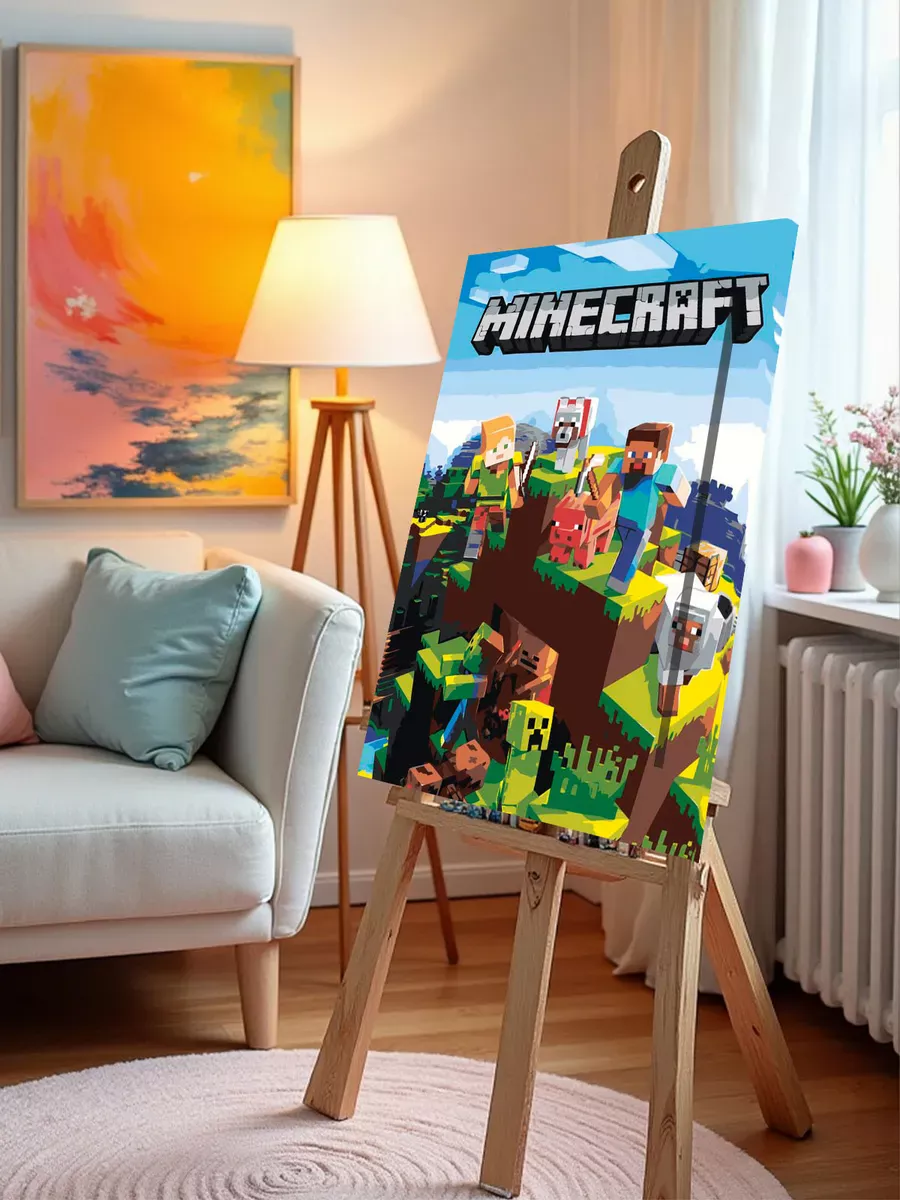 Картина по номерам «Игра Майнкрафт Minecraft: мобы и герои» — картинка 9