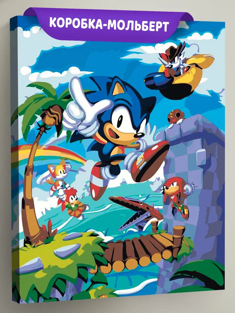 Картина по номерам «Игра Соник Sonic: ёж в тропиках арт»