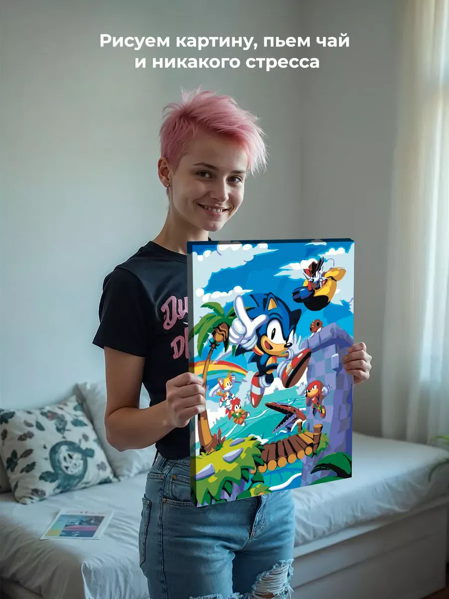 Картина по номерам «Игра Соник Sonic: ёж в тропиках арт» — картинка 7