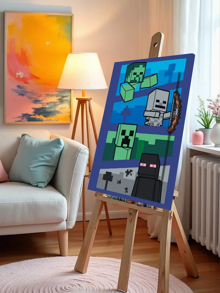 Картина по номерам «Игра Майнкрафт Minecraft: мобы враги» — картинка 10