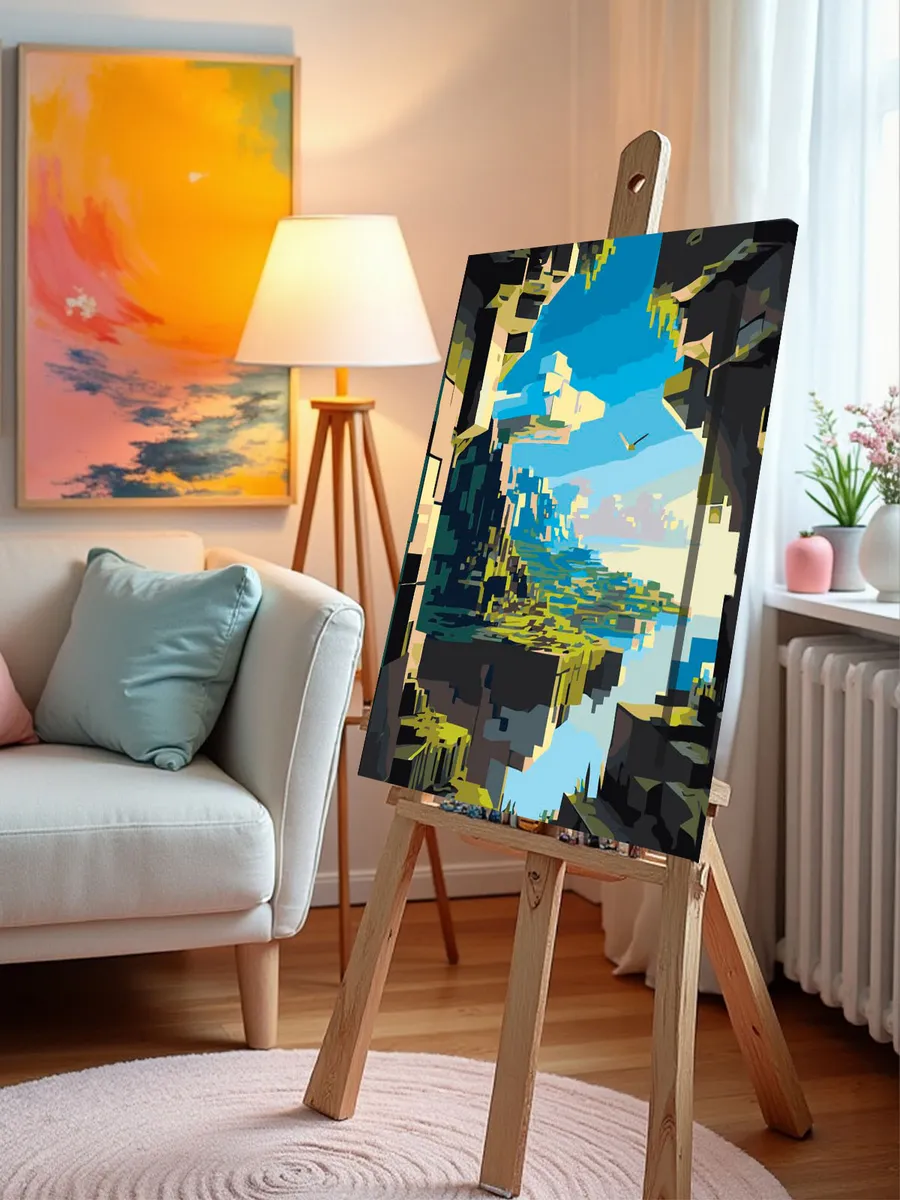 Картина по номерам «Игра Майнкрафт Minecraft: горы, пейзаж» — картинка 9