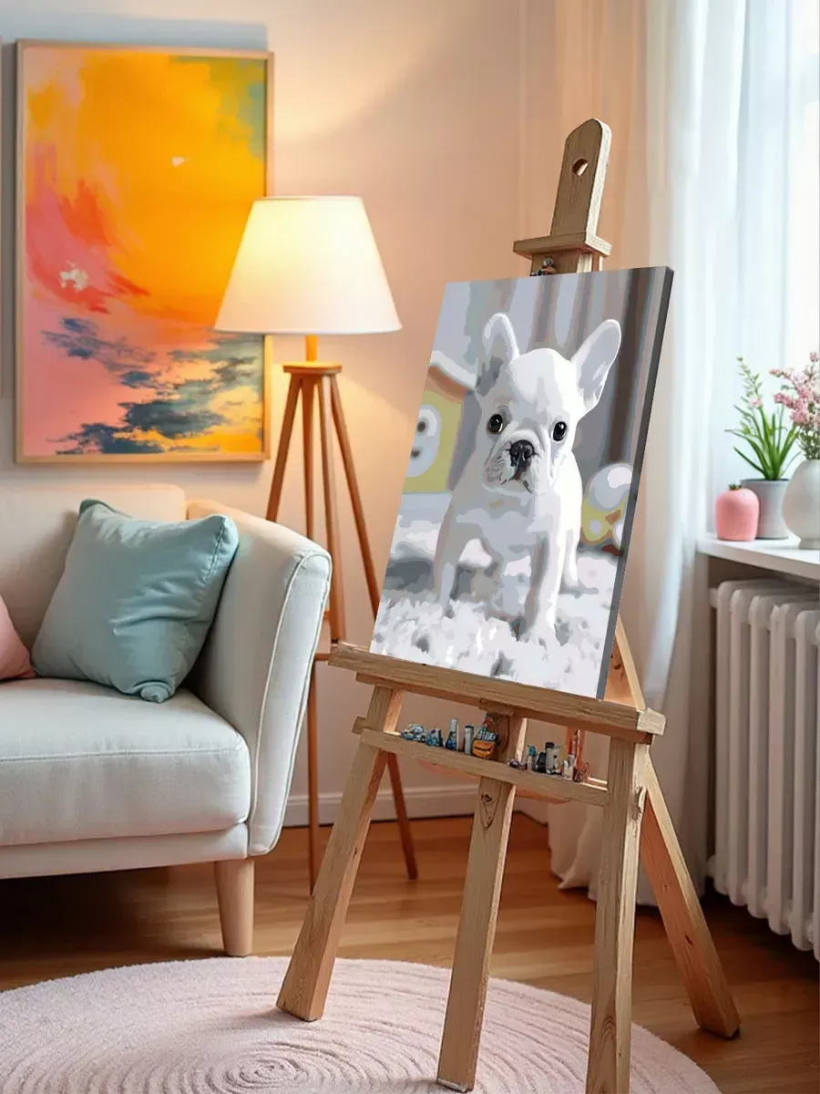 Картина по номерам Собака милый французский бульдог щенок — картинка 9