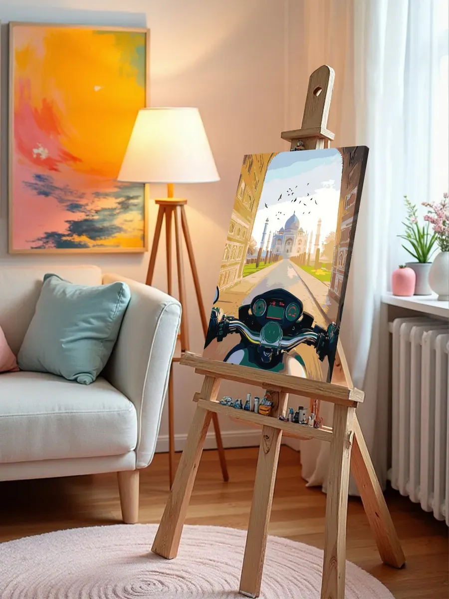 Картина по номерам Пейзаж Индия Тадж Махал и мотоцикл — картинка 10