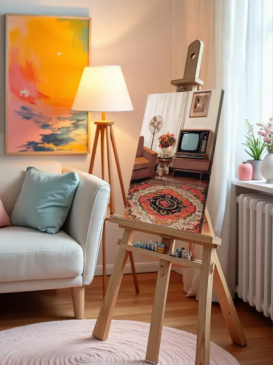 Картина по номерам Панельки родные ковер в интерьере — картинка 9