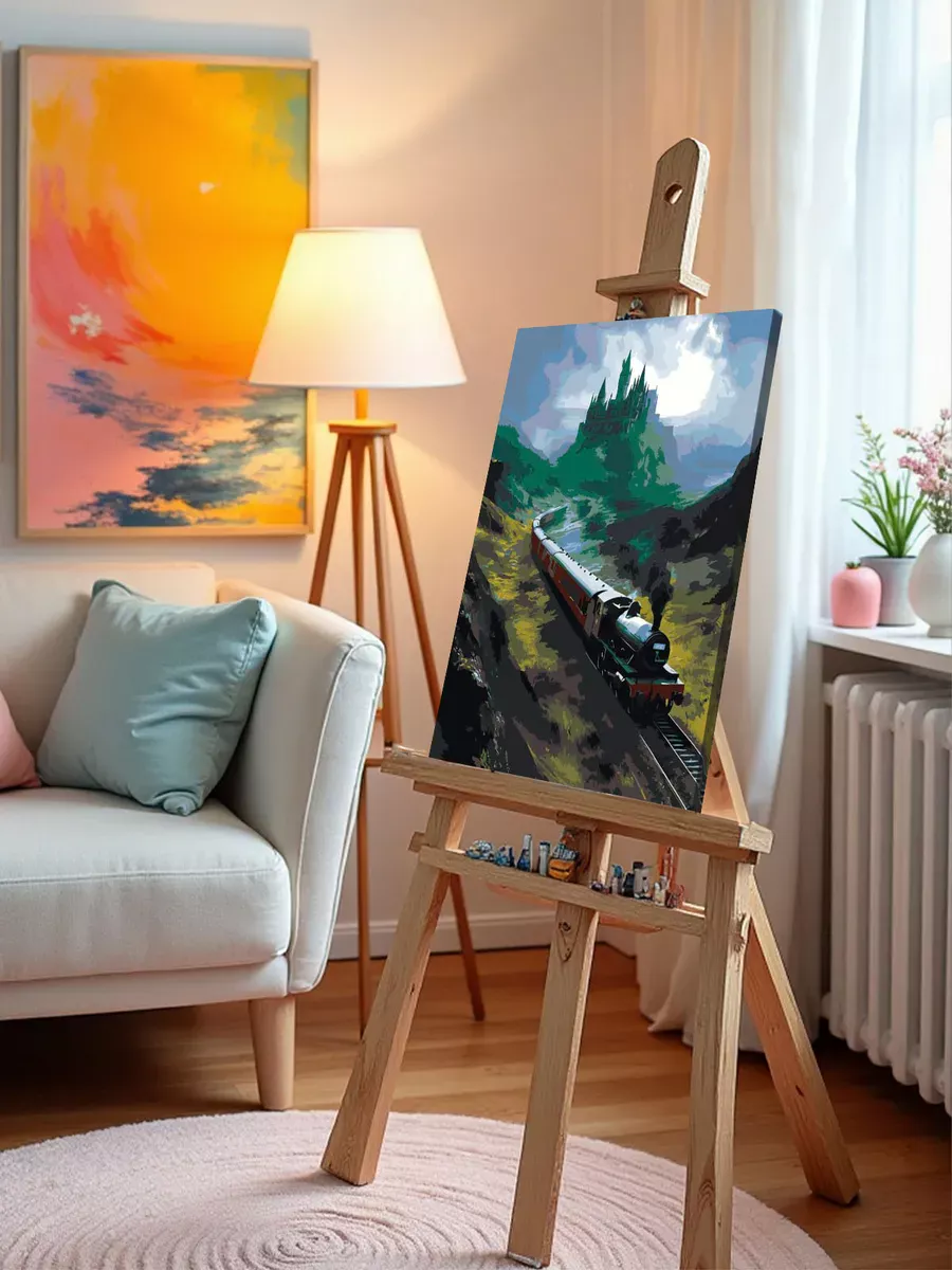 Картина по номерам Гарри Поттер поезд и замок Хогвартс — картинка 10