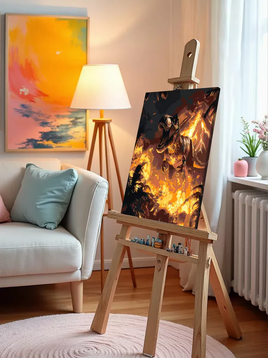 Картина по номерам Динозавр тиранозавр и древний вулкан — картинка 10