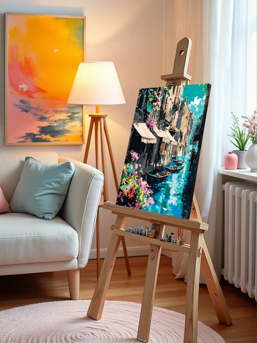 Картина по номерам Италия Венеция лодки и дома с цветами — картинка 10