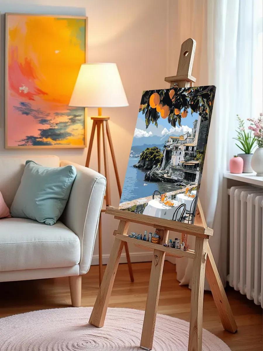 Картина по номерам Апельсины и кафе на берегу моря в Италии — картинка 9