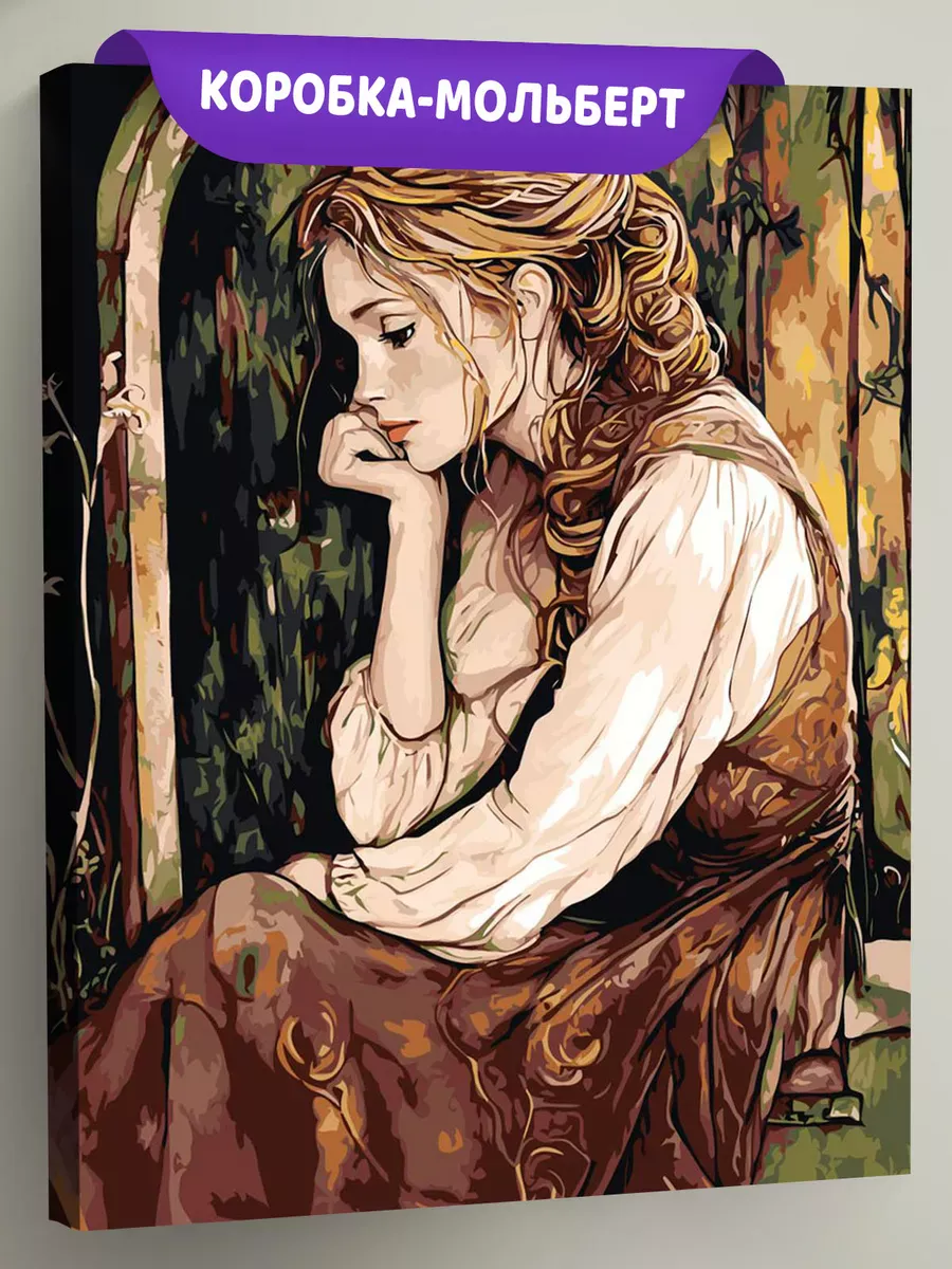 Картина по номерам Портрет девушки в стиле прерафаэлитов