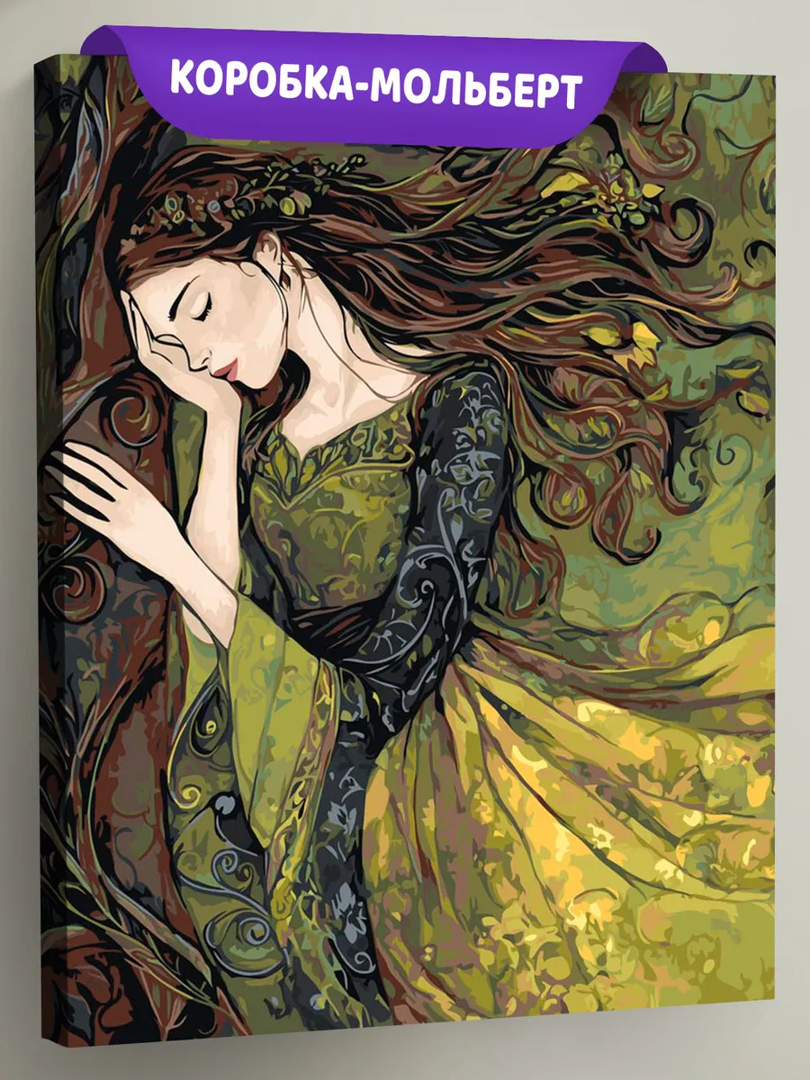 Картина по номерам Портрет девушки в стиле прерафаэлитов