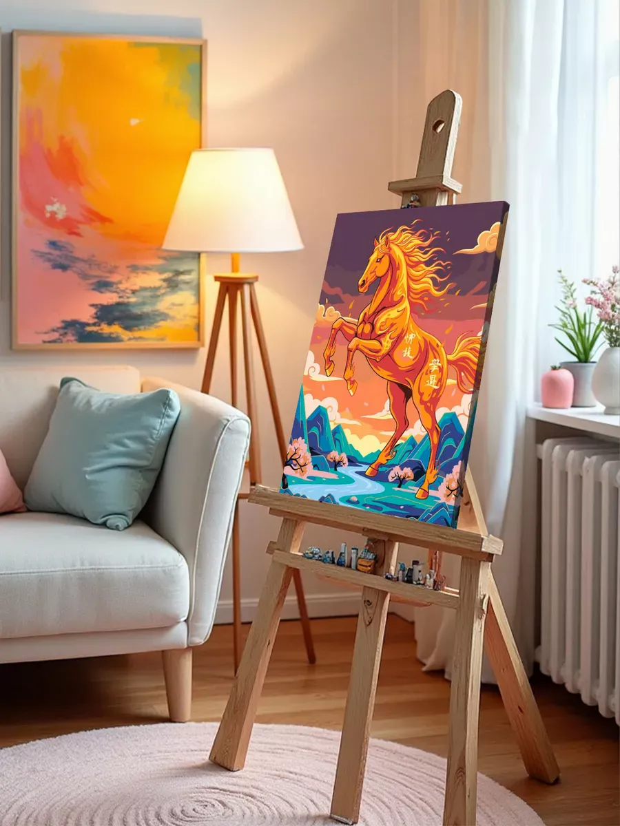 Картина по номерам Красная огненная лошадь Символ года — картинка 10