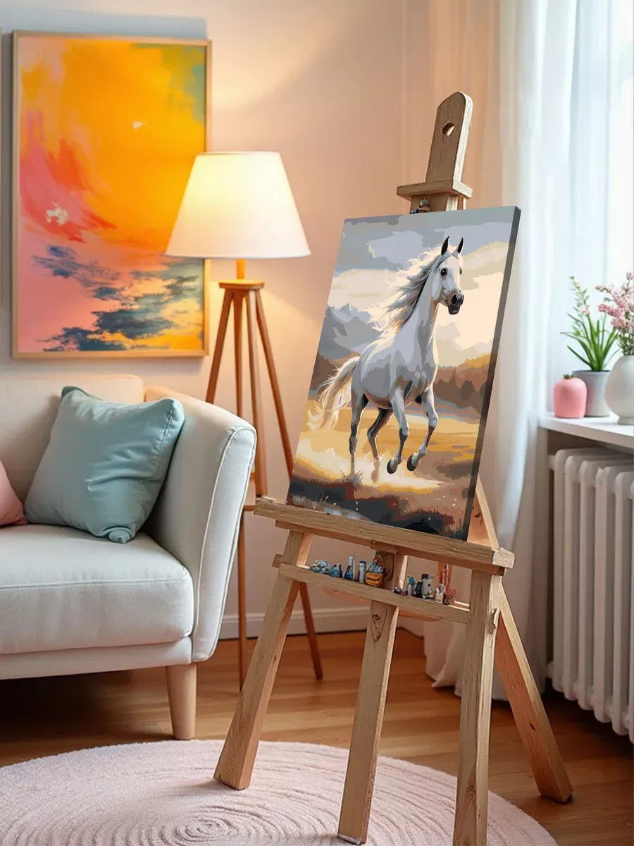 Картина по номерам Лошадь в осенних горах Символ года — картинка 10