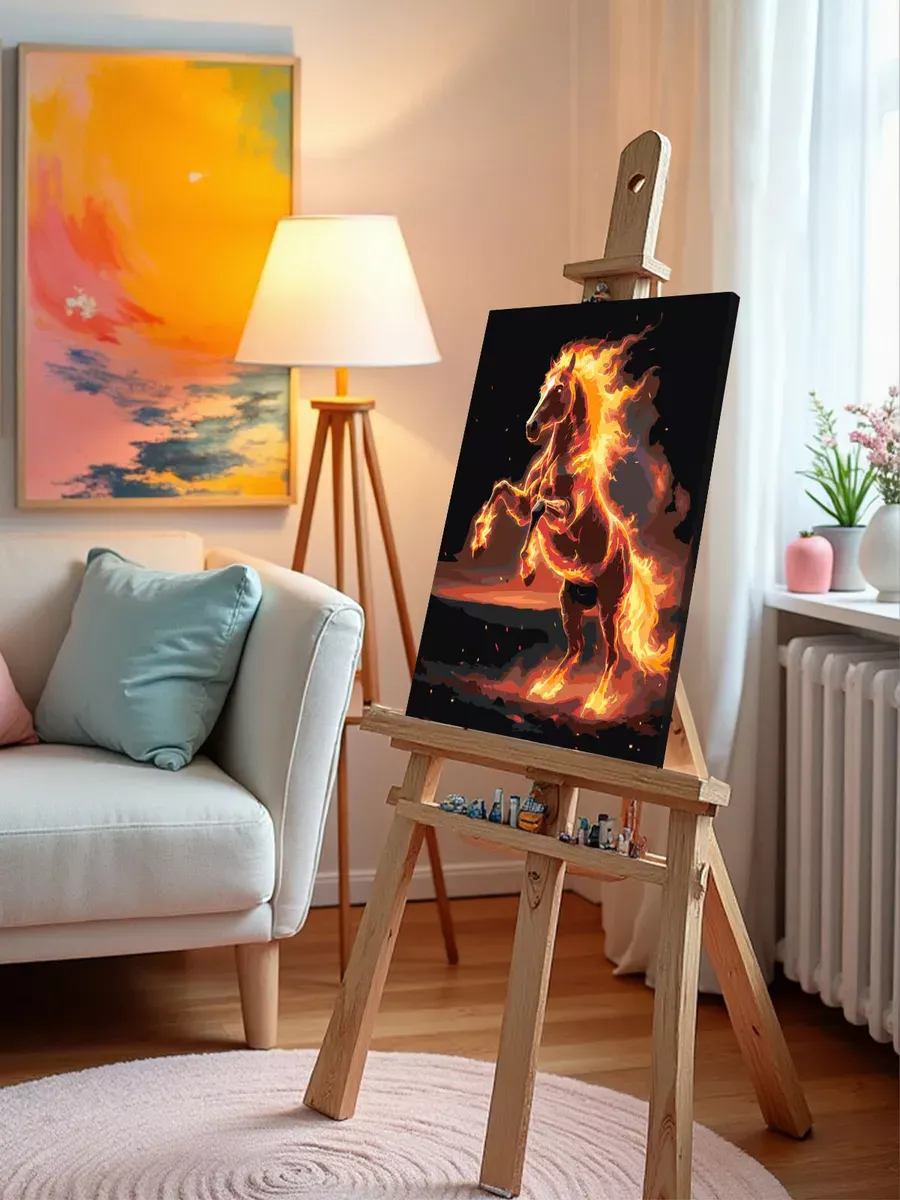 Картина по номерам Красная огненная лошадь Символ года — картинка 9