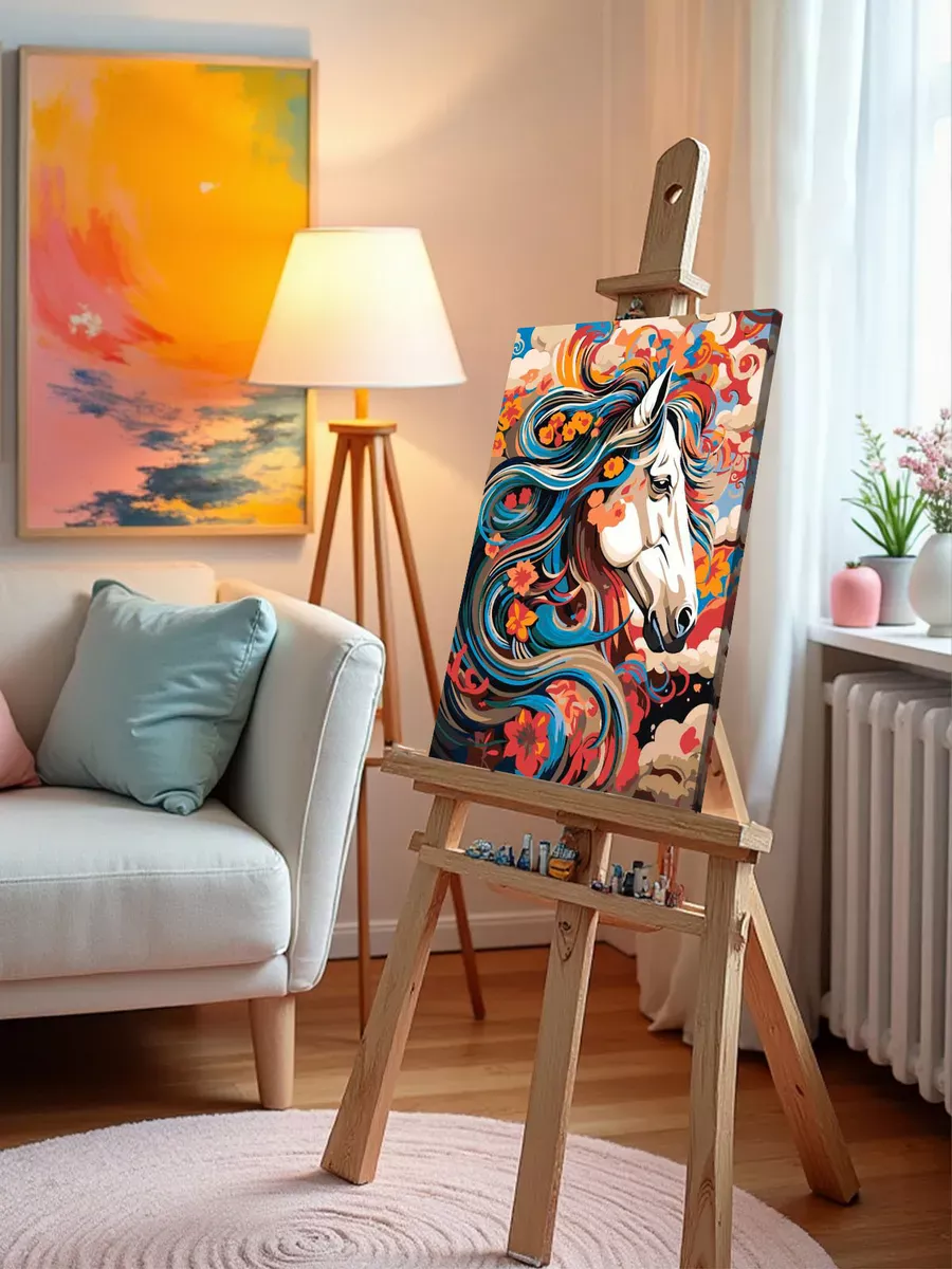 Картина по номерам Разноцветная лошадь арт Символ года — картинка 9