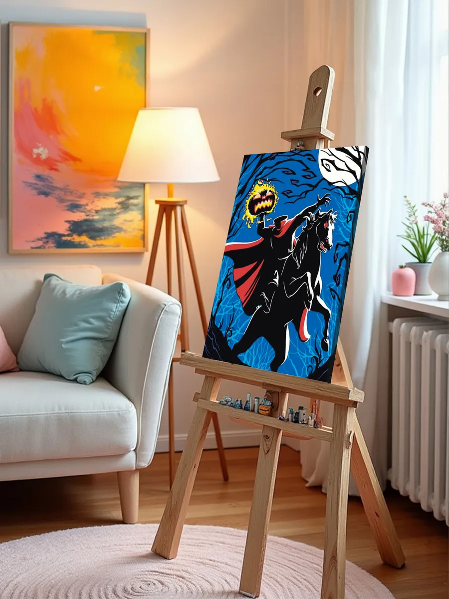 Картина по номерам Всадник на лошади с тыквой Хэлоуин — картинка 10