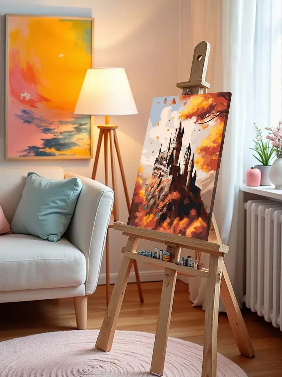 Картина по номерам Гарри Поттер замок Хогвартс осенью — картинка 9