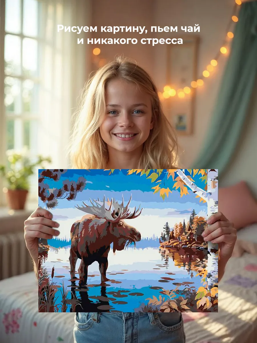 Картина по номерам «Лось у берега» — картинка 6