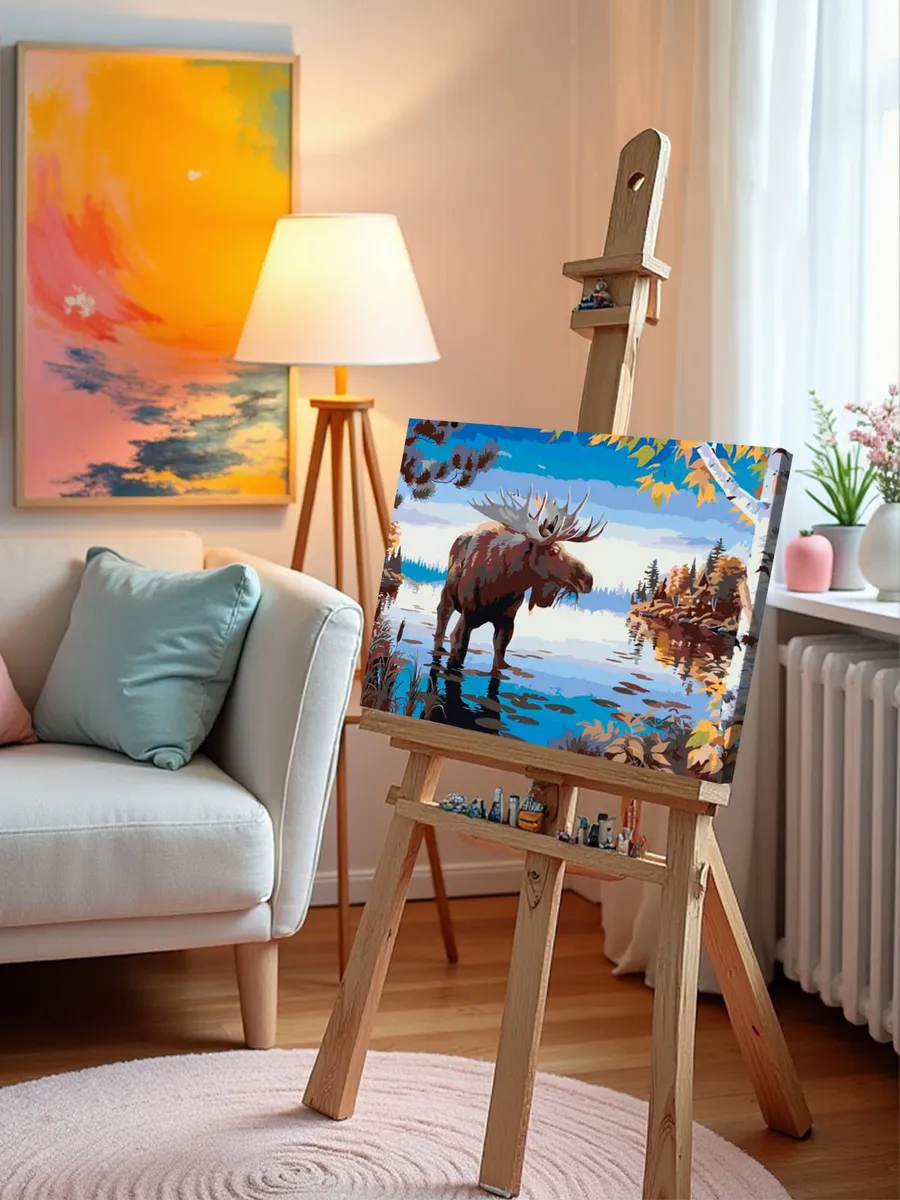 Картина по номерам «Лось у берега» — картинка 9