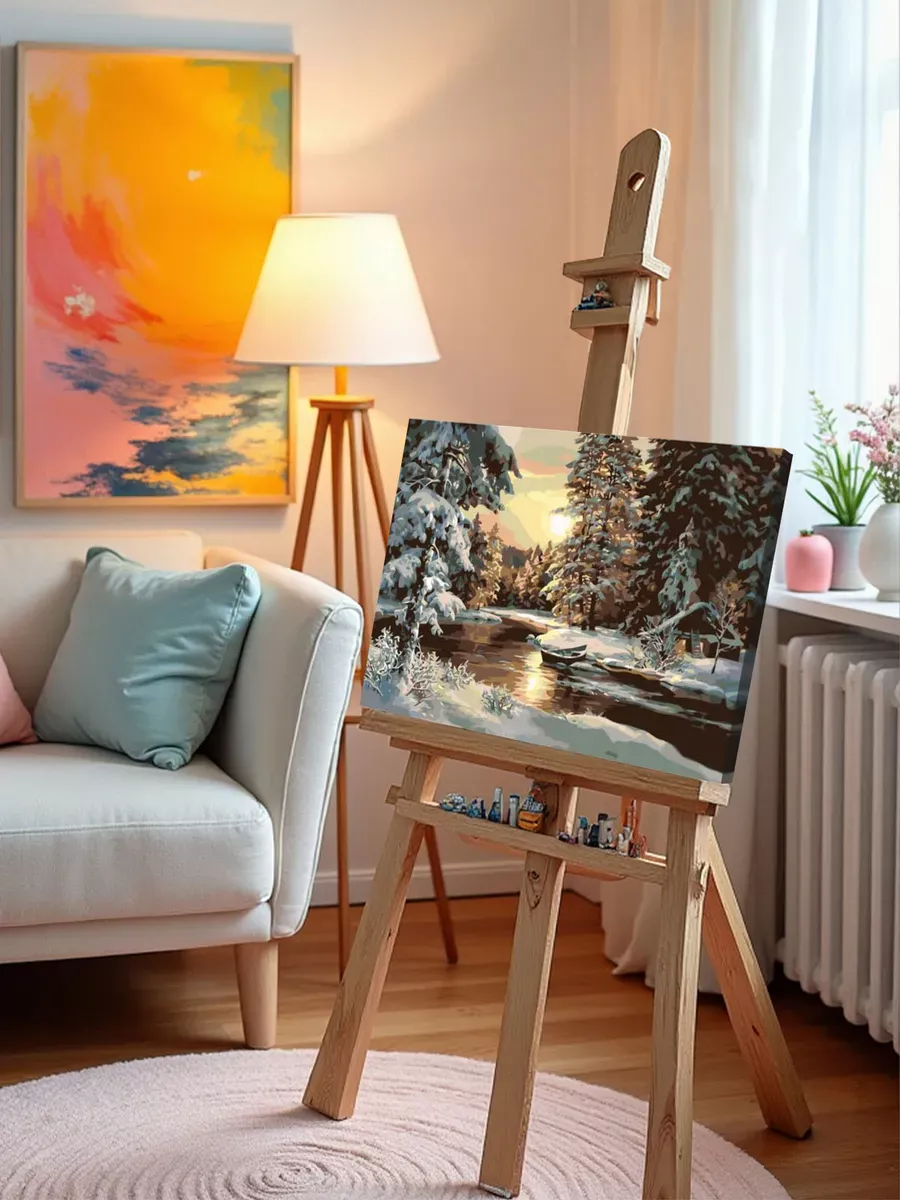 Картина по номерам «Зимний лес» — картинка 10